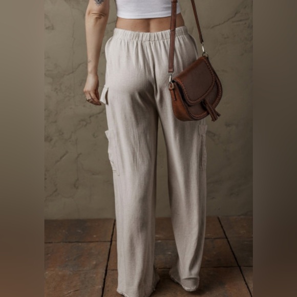 Maeve boho linen drawstring cargo pants - Picture 2 of 9